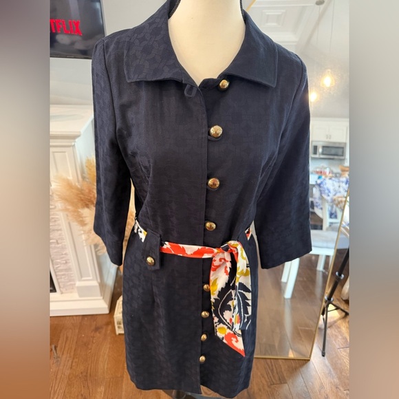 Milly Navy Shirt Dress or Jacket with Vibrant Accents or BNWT $395 - Picture 1 of 12